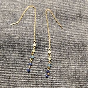 Buckle brand blue multi stone threader earrings